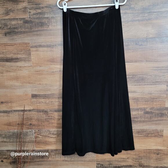 Vtg Coldwater Creek Velvet A Line Skirt M Stretch 90's Y2K Whimsygoth Witchy - Picture 2 of 8